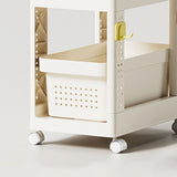 Storage Cart Space Saving Plastic Rolling Storage Organizer with Hooks Handle for Office Bedroom Dormitory Classroom Without Drawer