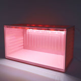 Figure Display Case with Light Sensing Constant On Function 2 Tier Mini Figure Display Box Showcase for Collectibles Action Figures Pink