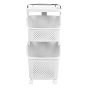 Rolling Laundry Hamper PP ABS Laundry Shelf Clothes Storage Basket Organizer with 4 Wheels for Home Kitchen Bathroom 2 Layers In Australia - Darrahopens