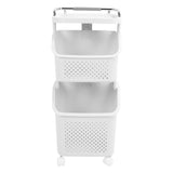 Rolling Laundry Hamper PP ABS Laundry Shelf Clothes Storage Basket Organizer with 4 Wheels for Home Kitchen Bathroom 2 Layers In Australia - Darrahopens