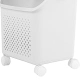 Rolling Laundry Hamper PP ABS Laundry Shelf Clothes Storage Basket Organizer with 4 Wheels for Home Kitchen Bathroom 2 Layers
