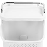 Rolling Laundry Hamper PP ABS Laundry Shelf Clothes Storage Basket Organizer with 4 Wheels for Home Kitchen Bathroom 2 Layers