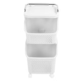 Rolling Laundry Hamper PP ABS Laundry Shelf Clothes Storage Basket Organizer with 4 Wheels for Home Kitchen Bathroom 2 Layers