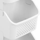Rolling Laundry Hamper PP ABS Laundry Shelf Clothes Storage Basket Organizer with 4 Wheels for Home Kitchen Bathroom 2 Layers