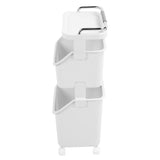 Rolling Laundry Hamper PP ABS Laundry Shelf Clothes Storage Basket Organizer with 4 Wheels for Home Kitchen Bathroom 2 Layers
