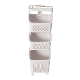 Rolling Laundry Hamper PP ABS Laundry Shelf Clothes Storage Basket Organizer with 4 Wheels for Home Kitchen Bathroom 3 Layers