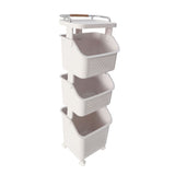 Rolling Laundry Hamper PP ABS Laundry Shelf Clothes Storage Basket Organizer with 4 Wheels for Home Kitchen Bathroom 3 Layers