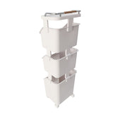 Rolling Laundry Hamper PP ABS Laundry Shelf Clothes Storage Basket Organizer with 4 Wheels for Home Kitchen Bathroom 3 Layers