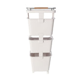 Rolling Laundry Hamper PP ABS Laundry Shelf Clothes Storage Basket Organizer with 4 Wheels for Home Kitchen Bathroom 3 Layers