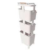 Rolling Laundry Hamper PP ABS Laundry Shelf Clothes Storage Basket Organizer with 4 Wheels for Home Kitchen Bathroom 3 Layers