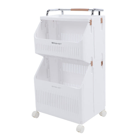 Rolling Storage Cart Multifunction Utility Rolling Storage Organizer Folding Laundry Basket with 4 Wheels for Bathroom Laundry Living Room Kitchen 2 Tier In Australia - Darrahopens