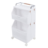 Rolling Storage Cart Multifunction Utility Rolling Storage Organizer Folding Laundry Basket with 4 Wheels for Bathroom Laundry Living Room Kitchen 2 Tier
