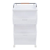 Rolling Storage Cart Multifunction Utility Rolling Storage Organizer Folding Laundry Basket with 4 Wheels for Bathroom Laundry Living Room Kitchen 2 Tier