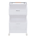 Rolling Storage Cart Multifunction Utility Rolling Storage Organizer Folding Laundry Basket with 4 Wheels for Bathroom Laundry Living Room Kitchen 2 Tier