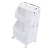 Rolling Storage Cart Multifunction Utility Rolling Storage Organizer Folding Laundry Basket with 4 Wheels for Bathroom Laundry Living Room Kitchen 2 Tier