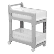 Storage Trolley Sliding Drawers Rolling Utility Cart with Universal Wheel for Kitchen Bathroom Bedroom 2 Layers