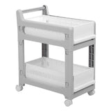 Storage Trolley Sliding Drawers Rolling Utility Cart with Universal Wheel for Kitchen Bathroom Bedroom 2 Layers
