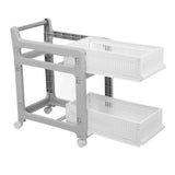 Storage Trolley Sliding Drawers Rolling Utility Cart with Universal Wheel for Kitchen Bathroom Bedroom 2 Layers