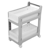 Storage Trolley Sliding Drawers Rolling Utility Cart with Universal Wheel for Kitchen Bathroom Bedroom 2 Layers
