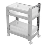 Storage Trolley Sliding Drawers Rolling Utility Cart with Universal Wheel for Kitchen Bathroom Bedroom 2 Layers