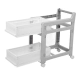 Storage Trolley Sliding Drawers Rolling Utility Cart with Universal Wheel for Kitchen Bathroom Bedroom 2 Layers