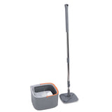 Mop Bucket Set with 2 Pieces Cloth 360 Degree Rotating Microfiber Mop Tool Dry and Wet Floor Mopping System for Home Use