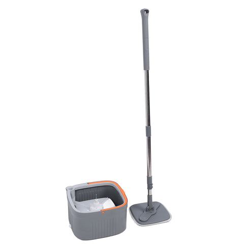 Mop Bucket Set with 2 Pieces Cloth 360 Degree Rotating Microfiber Mop Tool Dry and Wet Floor Mopping System for Home Use