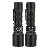 2PCS LED Super Bright Flashlights USB Rechargeable Telescopic Zoom Flashlight for Home Outdoor Camping Lighting