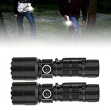 2PCS LED Super Bright Flashlights USB Rechargeable Telescopic Zoom Flashlight for Home Outdoor Camping Lighting