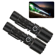 2PCS LED Super Bright Flashlights USB Rechargeable Telescopic Zoom Flashlight for Home Outdoor Camping Lighting