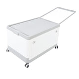 Folding Storage Bin with Lid Wheels PP Stackable Rolling Utility Storage Box Container with Handle for Clothes Books Snack Shoe Grocery Grey White S