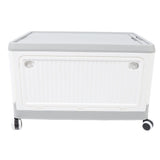 Folding Storage Bin with Lid Wheels PP Stackable Rolling Utility Storage Box Container with Handle for Clothes Books Snack Shoe Grocery Grey White S