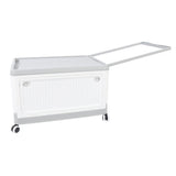 Folding Storage Bin with Lid Wheels PP Stackable Rolling Utility Storage Box Container with Handle for Clothes Books Snack Shoe Grocery Grey White S
