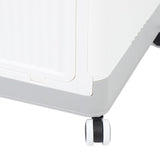 Folding Storage Bin with Lid Wheels PP Stackable Rolling Utility Storage Box Container with Handle for Clothes Books Snack Shoe Grocery Grey White S In Australia - Darrahopens