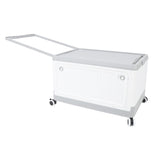 Folding Storage Bin with Lid Wheels PP Stackable Rolling Utility Storage Box Container with Handle for Clothes Books Snack Shoe Grocery Grey White S