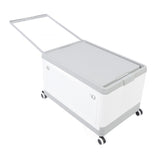 Folding Storage Bin with Lid Wheels PP Stackable Rolling Utility Storage Box Container with Handle for Clothes Books Snack Shoe Grocery Grey White S