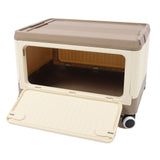 Folding Storage Bin with Lid Wheels PP Stackable Rolling Utility Storage Box Container with Handle for Clothes Books Snack Shoe Grocery Coffee S
