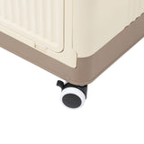 Folding Storage Bin with Lid Wheels PP Stackable Rolling Utility Storage Box Container with Handle for Clothes Books Snack Shoe Grocery Coffee S