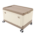 Folding Storage Bin with Lid Wheels PP Stackable Rolling Utility Storage Box Container with Handle for Clothes Books Snack Shoe Grocery Coffee S