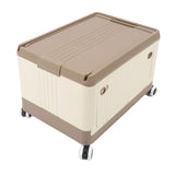 Folding Storage Bin with Lid Wheels PP Stackable Rolling Utility Storage Box Container with Handle for Clothes Books Snack Shoe Grocery Coffee S