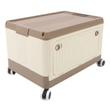 Folding Storage Bin with Lid Wheels PP Stackable Rolling Utility Storage Box Container with Handle for Clothes Books Snack Shoe Grocery Coffee S
