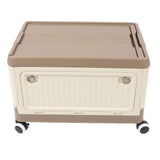 Folding Storage Bin with Lid Wheels PP Stackable Rolling Utility Storage Box Container with Handle for Clothes Books Snack Shoe Grocery Coffee S