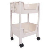 Mobile Utility Cart On Wheels Compact Movable Storage Book Shelves Trolley Rack Cart Organizer 2 Layers