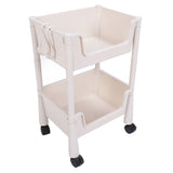 Mobile Utility Cart On Wheels Compact Movable Storage Book Shelves Trolley Rack Cart Organizer 2 Layers