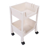 Mobile Utility Cart On Wheels Compact Movable Storage Book Shelves Trolley Rack Cart Organizer 2 Layers