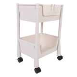 Mobile Utility Cart On Wheels Compact Movable Storage Book Shelves Trolley Rack Cart Organizer 2 Layers