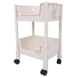 Mobile Utility Cart On Wheels Compact Movable Storage Book Shelves Trolley Rack Cart Organizer 2 Layers