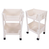 Mobile Utility Cart On Wheels Compact Movable Storage Book Shelves Trolley Rack Cart Organizer 2 Layers