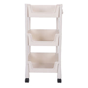 Mobile Utility Cart On Wheels Compact Movable Storage Book Shelves Trolley Rack Cart Organizer 3 Layers