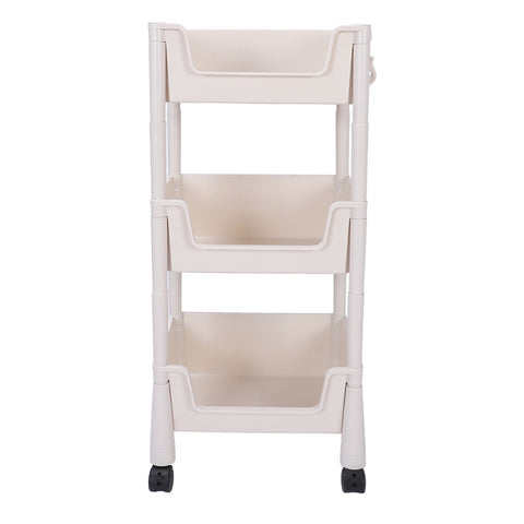 Mobile Utility Cart On Wheels Compact Movable Storage Book Shelves Trolley Rack Cart Organizer 3 Layers